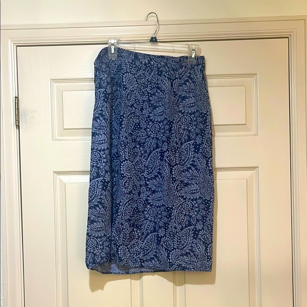 Never worn blue pencil skirt with paisley print.